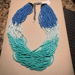 Talbots beaded necklace in capri blue, light green and light green beads. New